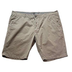 Brugi Short Mens XL Khaki Beige Casual Chino Flat Front Mid Thigh Length